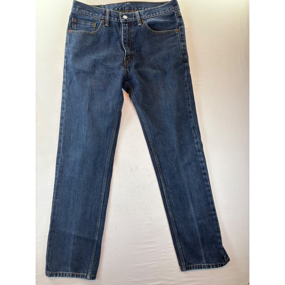Levis 505 Regular Fit Straight Leg Jeans Mens 33x32 Medium Wash Blue Denim